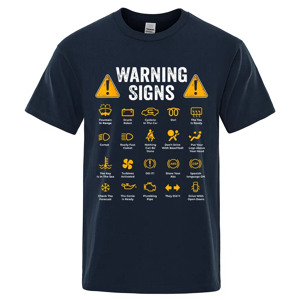 Color: Brown, Size: S - Driving Warning Signs 101 Auto Mechanic Gift Driver Funny Print T-Shirt Fashion Casual Big size T Shirt Cotton Mens Tops Tees