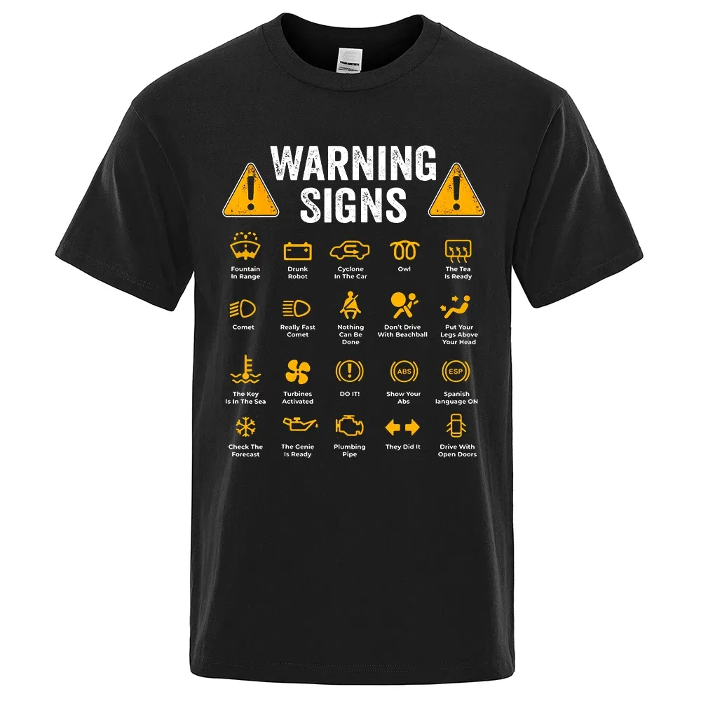 Color: Brown, Size: S - Driving Warning Signs 101 Auto Mechanic Gift Driver Funny Print T-Shirt Fashion Casual Big size T Shirt Cotton Mens Tops Tees