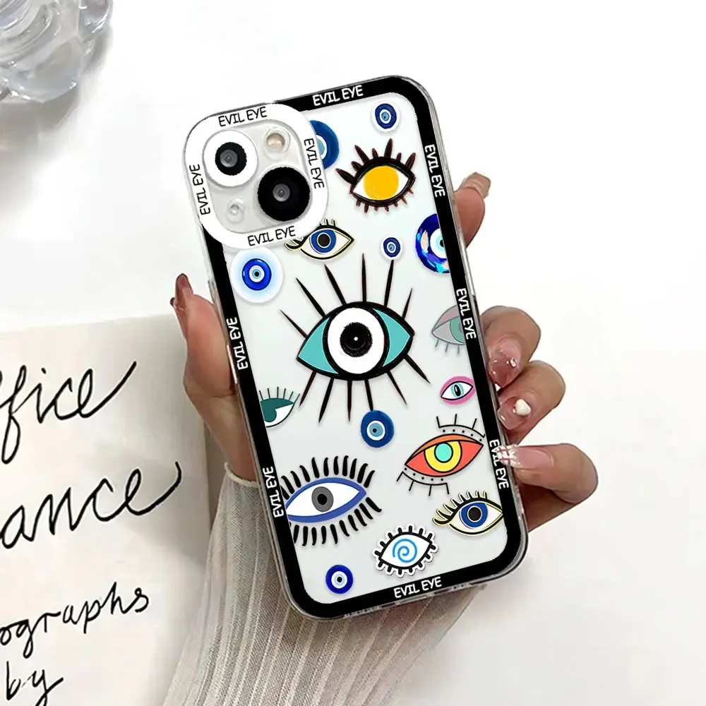 Color: Blue, Material: aluminum - Blue Evil Eye Phone Case For Samsung Galaxy S10 S20 S21 S22 S23 S24 FE Plus Ultra Note 20 Transparent TPU Case