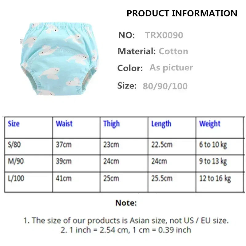Color: multi, Size: L - 4pc/Lot Cotton Training Pants Panties Waterproof Cloth Diapers Reusable Toolder Nappies Baby Underwear