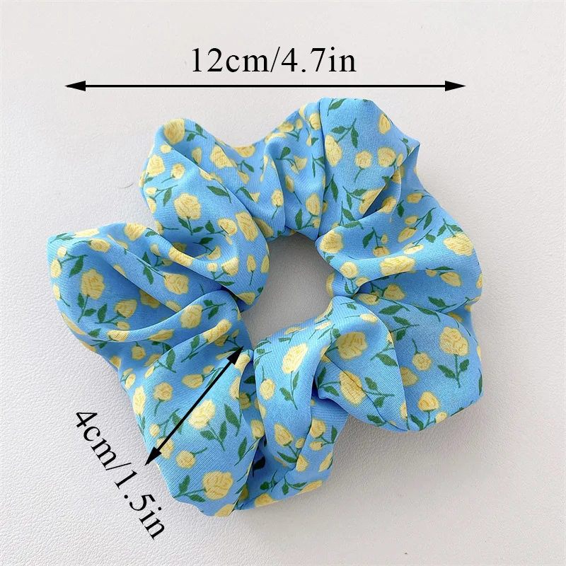 Color: WHITE - Gentle Sweet Women Floral Hair Ties Scrunchies Tulip Rose Flower Hair Rope Summer Ponytail Holder Rubber Band Hair Accessories