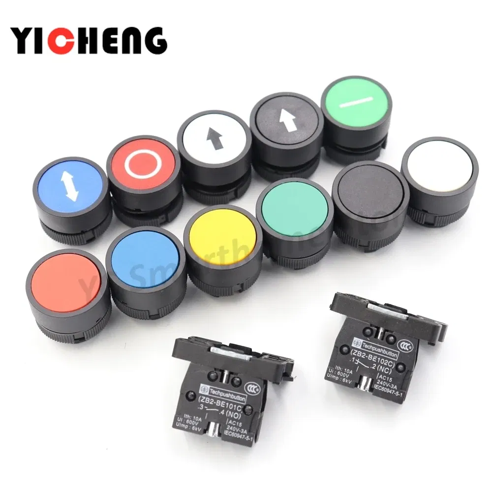 Color: multi - 2Pcs Plastic marking flat button Arrow indication xb2- self-reset point move 22MM Turn on the power button switch NO/NC