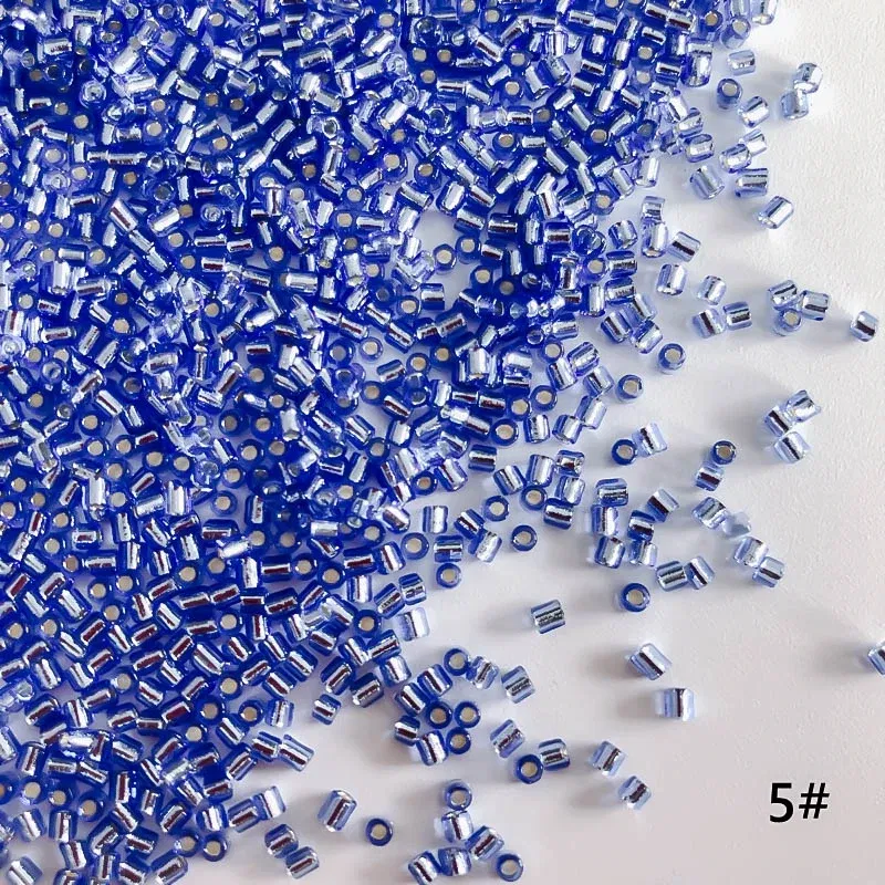 Color: GRAY, Item Diameter: 2mm - 2mm Glass Seed Loose Beads Silver Color Inner Long Tube Charms DIY Craft Bracelet Jewelry Making Supplies Necklace Accessories