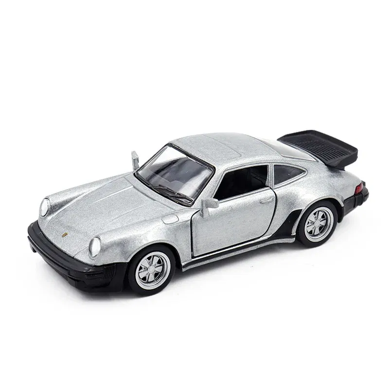 Color: Silver - 1/36 Scale Porsche 911 Turbo Toy Car Model Alloy Diecast Retro Racing with Pull Back Scale Model Car Toy for Boy Gift Collection