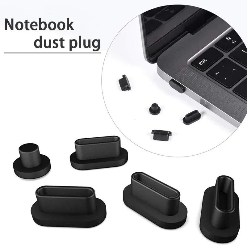 Color: Yellow - 5pcs/set Silicone Data Port Anti Dustproof Plugs For MacBook Air 13 A1932 Touch Bar 13&15 Dust Plug Stopper Cover Set