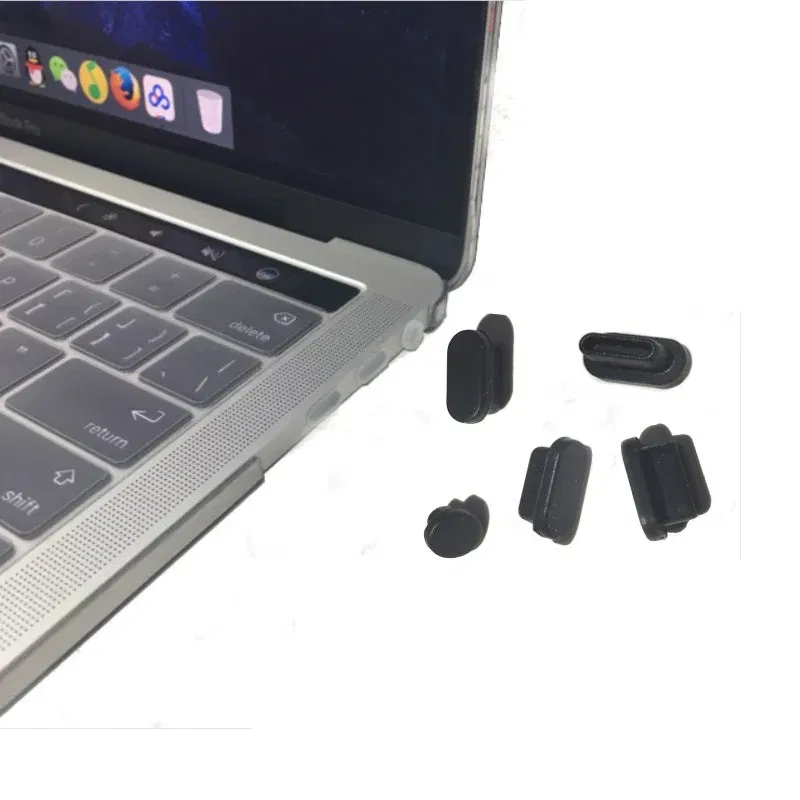 Color: Yellow - 5pcs/set Silicone Data Port Anti Dustproof Plugs For MacBook Air 13 A1932 Touch Bar 13&15 Dust Plug Stopper Cover Set