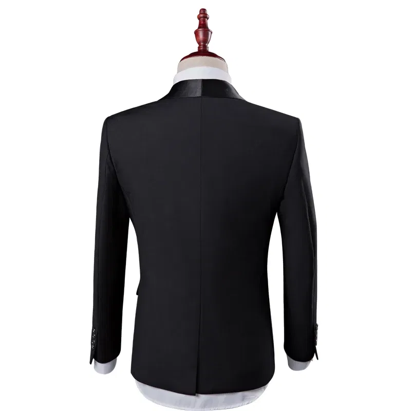Color: GRAY, Size: S - Shenrun Men Tuxedo Slim Fit Fashion Suit Wedding Shawl Lapel 3 Pieces Skinny Single Breasted Jacket Party Prom Singer Costume