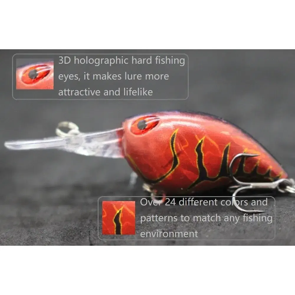 Color: Skin Color - wLure Crankbait Wobble Fishing Lure 6cm 5g Deep Diving Tight Action Fresh Water Hard Bait Floating 8# Hooks Insect Bait C770