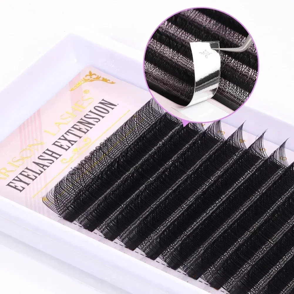 Color: BLACK & RED, Curl: D, Thickness: 0.07mm, Length: 15mm - ARISON YY Lashes and 3D/4D/5D W Shape Lashes Brasileiro Premade Volume Eyelashes Extension Soft Thin Easily Grafting Extension
