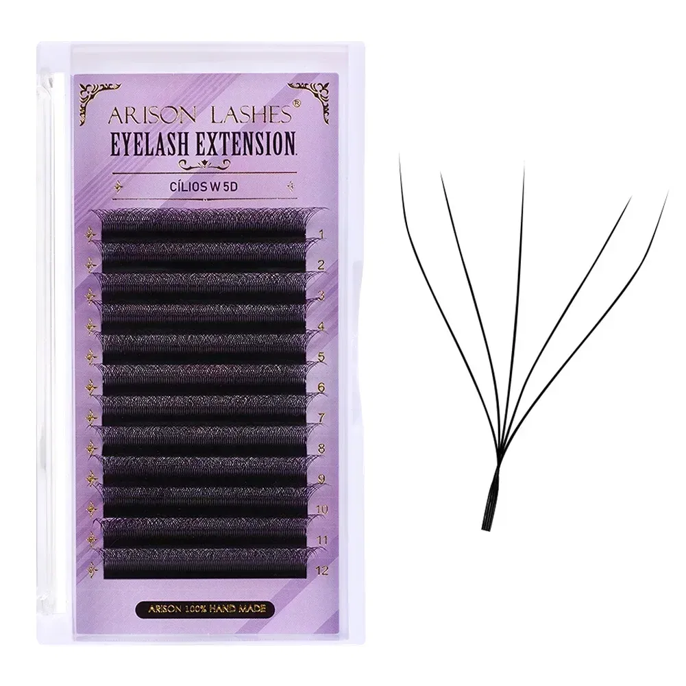Color: BLACK & RED, Curl: D, Thickness: 0.07mm, Length: 15mm - ARISON YY Lashes and 3D/4D/5D W Shape Lashes Brasileiro Premade Volume Eyelashes Extension Soft Thin Easily Grafting Extension