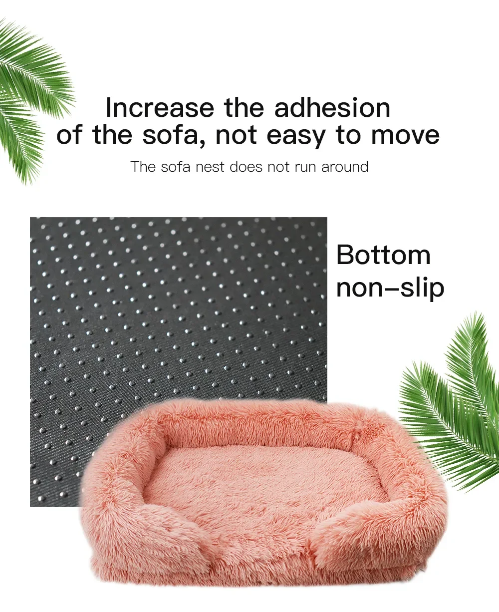 Color: WHITE, Size: S - New Large Dog Bed Dog Plush Pet Bed Winter Thickened Pad Dog Sleeping Bed Sofa Removable Pad Dog Small Large Dog square kennel