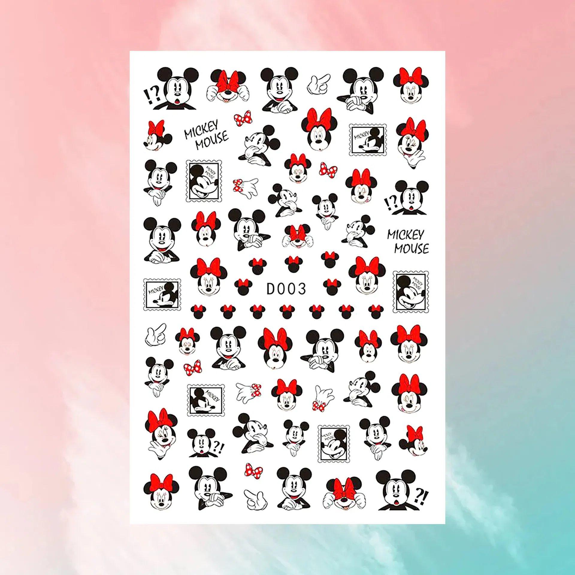 Color: Grad Purple - 1PCS Disney Cartoon Nail Stickers Wholesale Waterproof Paste Nail Art Sticker Princess Mickey Anime Series Nail Decoration