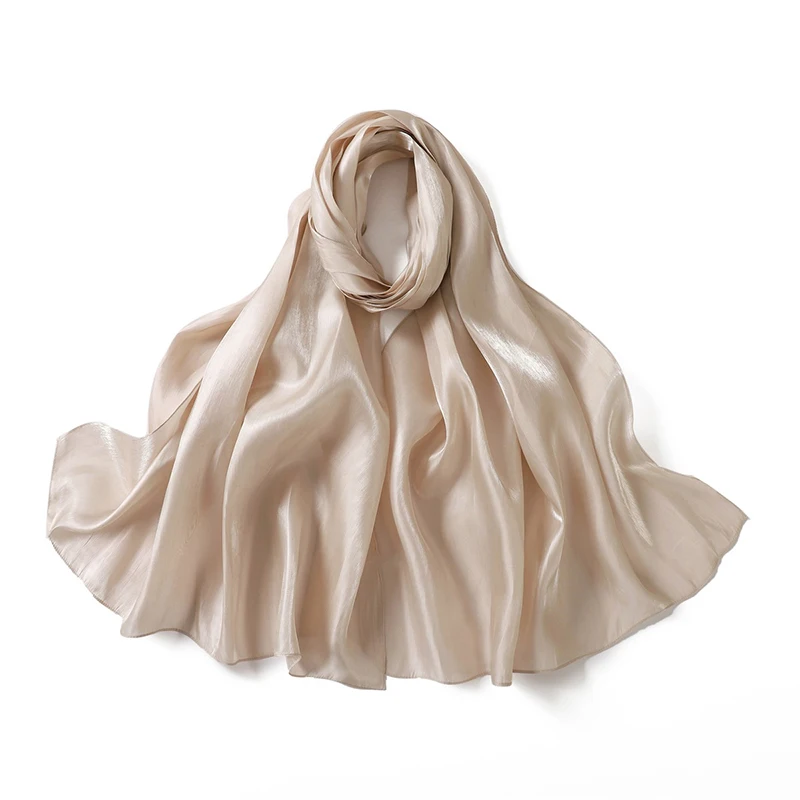 Color: black - Solid Luxury Fashion Women Hijab Scarf Long Silk Soft Slippy Comfortable Scarves Shawl Muslim Neckerchief Outdoors Bandanna