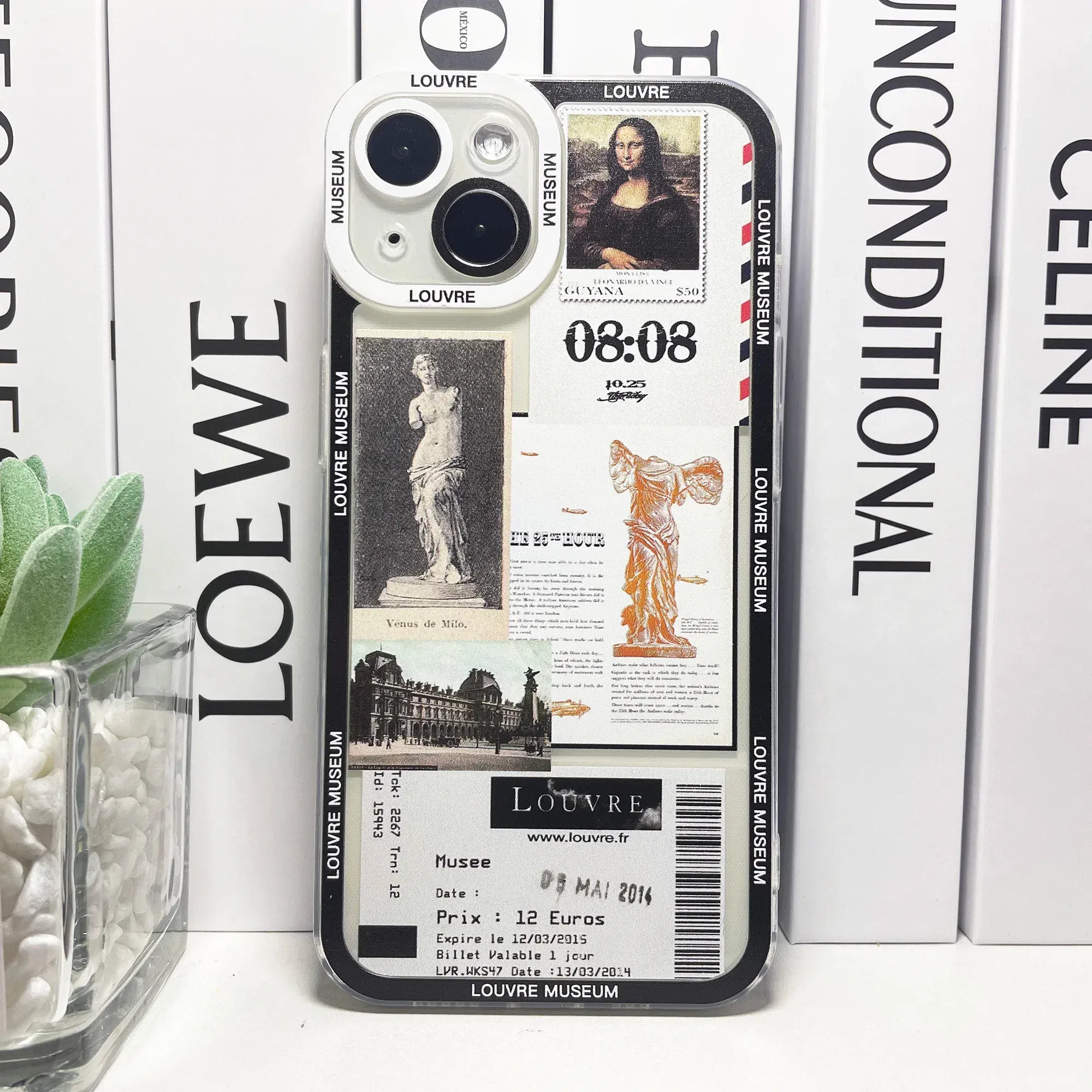 Color: black, Material: Microfiber - Van Gogh David Museum Tickets Stickers Collage Art Phone Case For iPhone 14 13 12 11 Pro Max Mini XS X XR SE 7 8 Plus Soft Cover