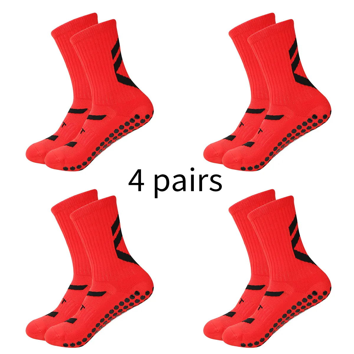 Color: Khaki, Size: L - 4 pairs of new combination non slip sports socks, non slip rubber grip pads, football socks, tennis running socks