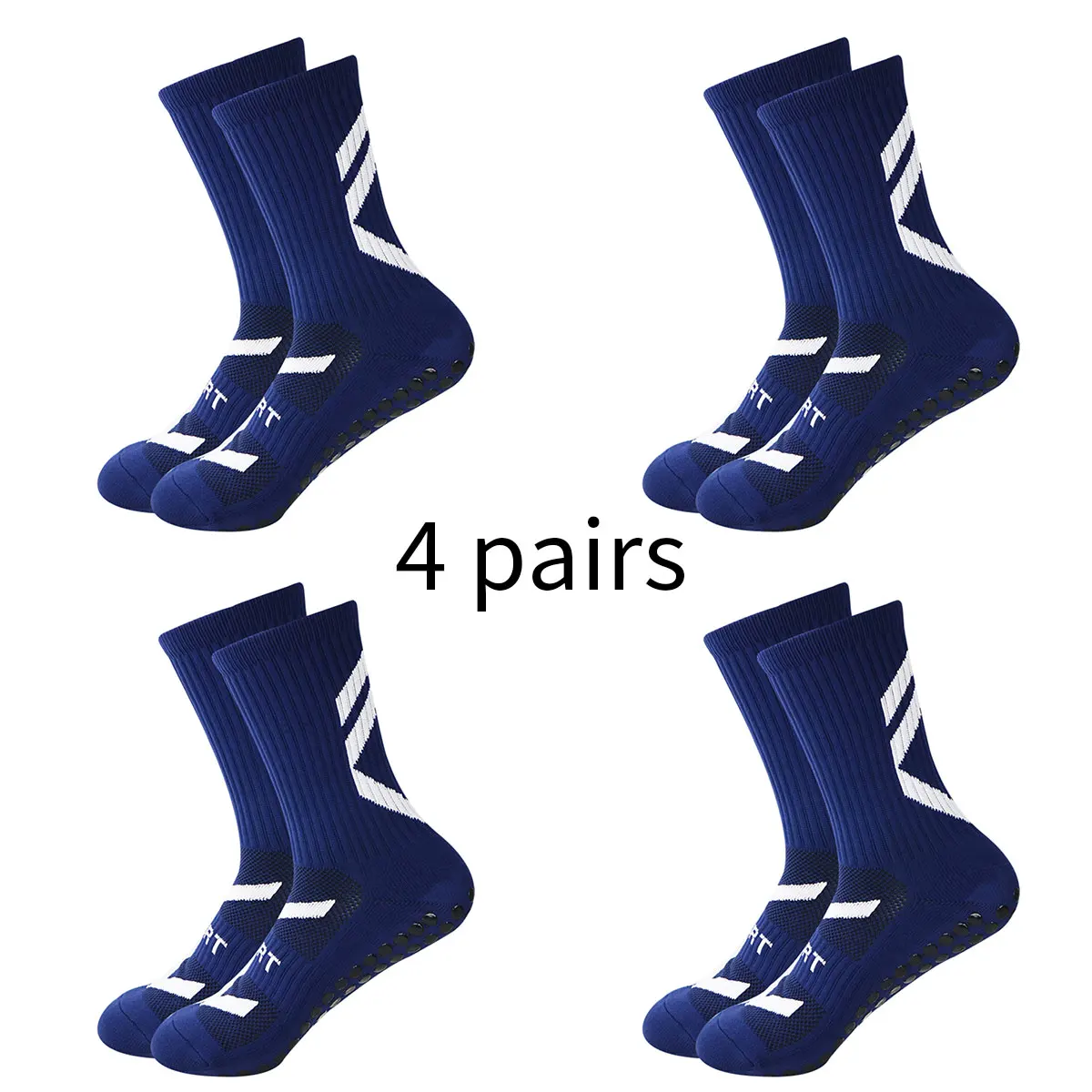 Color: Khaki, Size: L - 4 pairs of new combination non slip sports socks, non slip rubber grip pads, football socks, tennis running socks