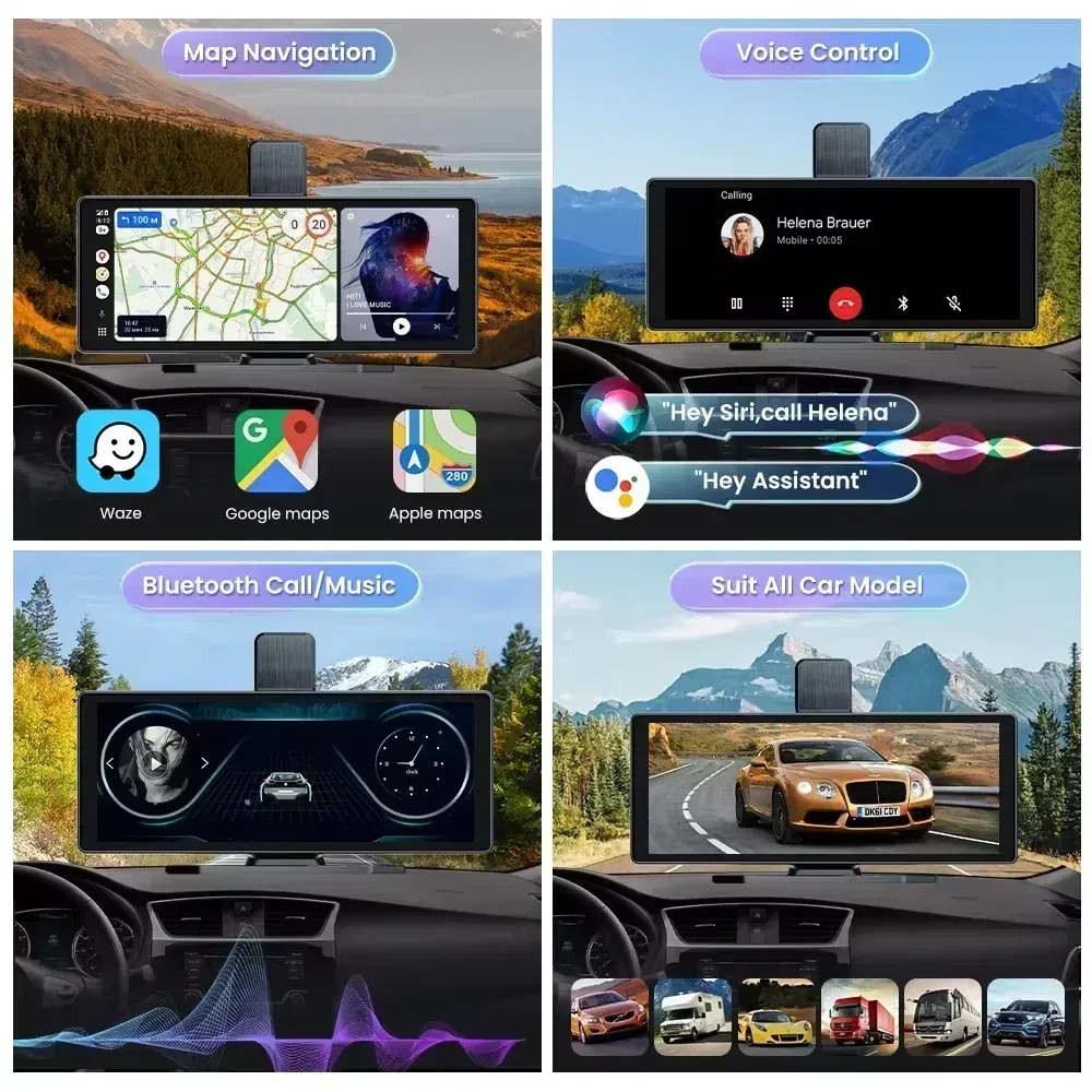 Color: Orange, Ships From: CHINA - Universal 10.26" Portable Carplay Car Screen Wireless Carplay Screen Wireless Car Stereo Carplay Android Auto Car Touchscreen