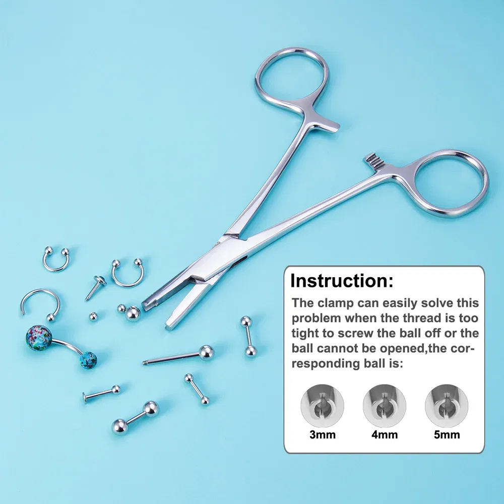 Metal color: BRASS PLATED - Surgical Steel Pliers Body Piercing Tool Forceps Needle Pipe Clamp Tweezers Open Close CBR Ring Plier Ear Belly Nose Pierc Tools