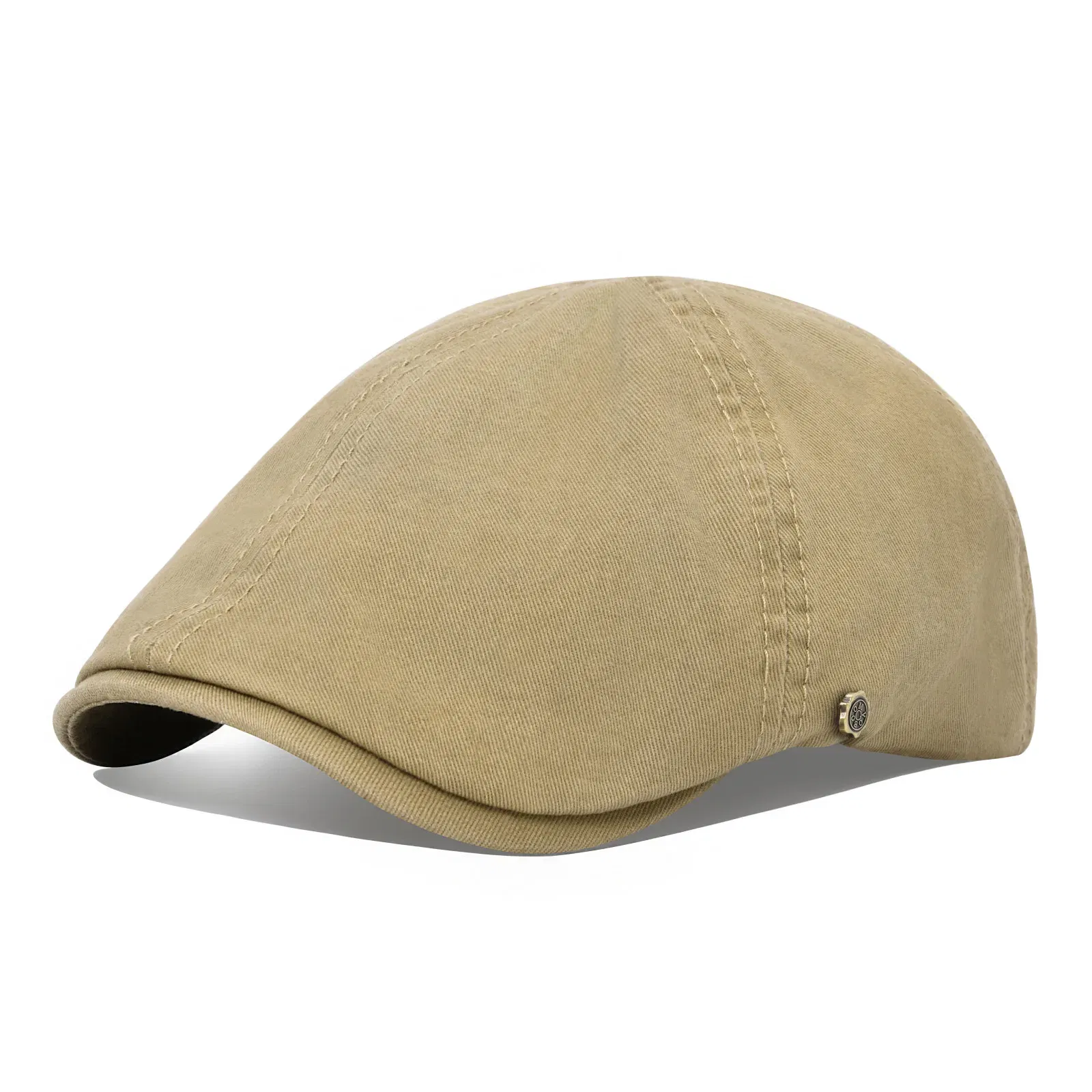 Color: Khaki, Hat Size: One Size - VOBOOM Classic Cotton Flat Cap Ivy Caps Men Women Newsboy Cabbie Driver Hat Season Flat CapSolid Color Casual Camouflage Beret