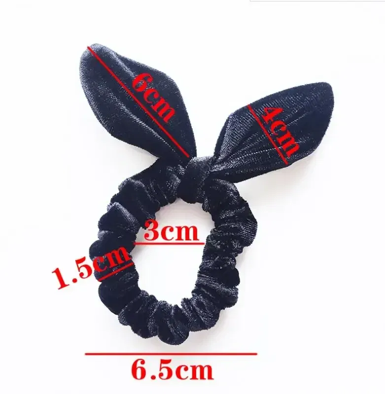 Color: Pink - New Velvet Scrunchies Girls/Women velvet Bunny Ear Knot Bow Hair Bands Rabbit Ear Hair tie Ponytail Hair Accessories