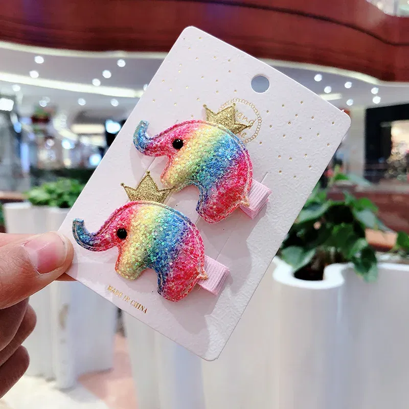 Color: GRAY - 2PCS Set Children Girl Bow Butterfly Hair Clip Print Knot Hairpin Korean Princess Fresh Cute Lovely Hair Accessories Headdress