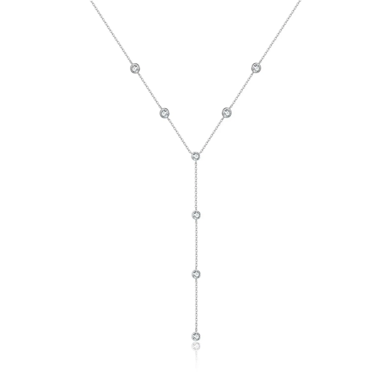 Gem Color: WHITE - VEWANT Cross Y Crystal Pendant Charm Choker Necklace Long Chain 925 Sterling Silver Pendant 2024 Wedding Luxury Gift For Women