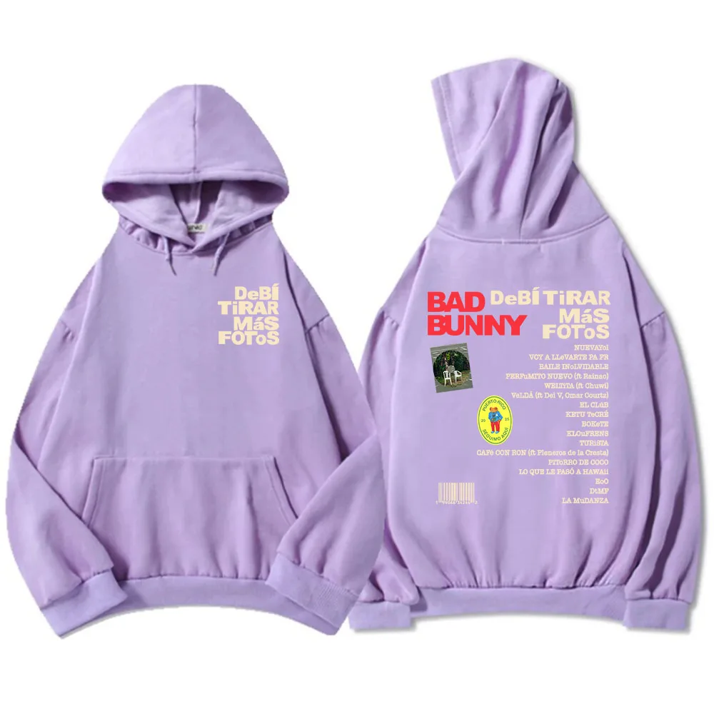 Color: Silver, Size: XXXL - Unisex Streetwear Bad Bunny DTMF Hoodies 2025 New Album Deb?­ Tirar Más Fotos Printing Sweatshirts Winter Comfortable Male Hoodie