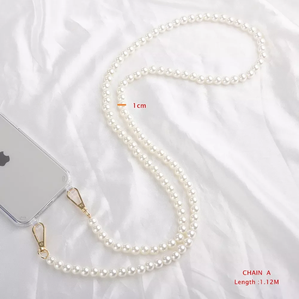 Color: Maroon, Bundle: Case & Strap, Material: ABS - Pearl Bracelet Wrist Chain Phone Case For iPhone 13 12 11 14 15 Pro Max XR X XS Mini 7 8 Plus SE Transparent Hard Acrylic Cover