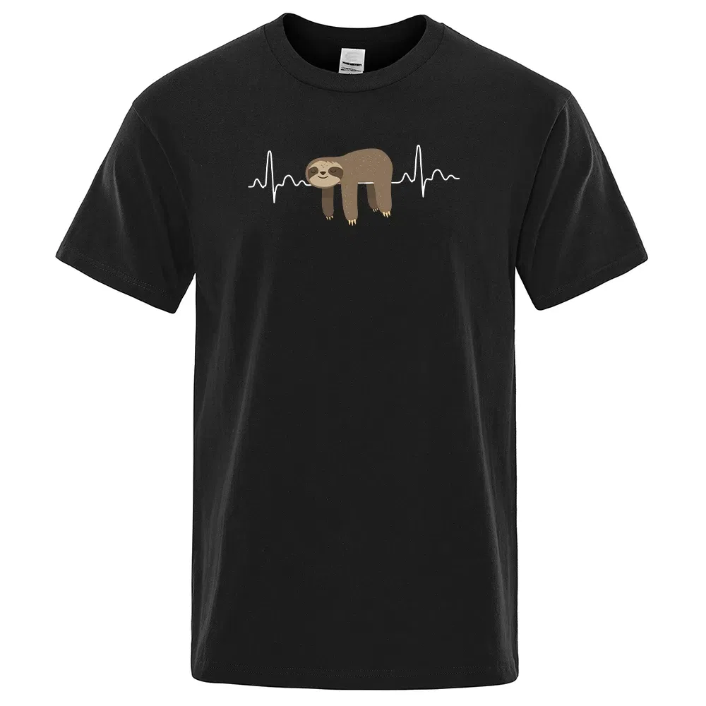 Color: Yellow, Size: XXL - Sloth Resting On Tummy Printing Mans T Shirts Crewneck Soft T-Shirts Comfortable S-XXXL Tee Shirts Oversized Casual T-Shirt Man