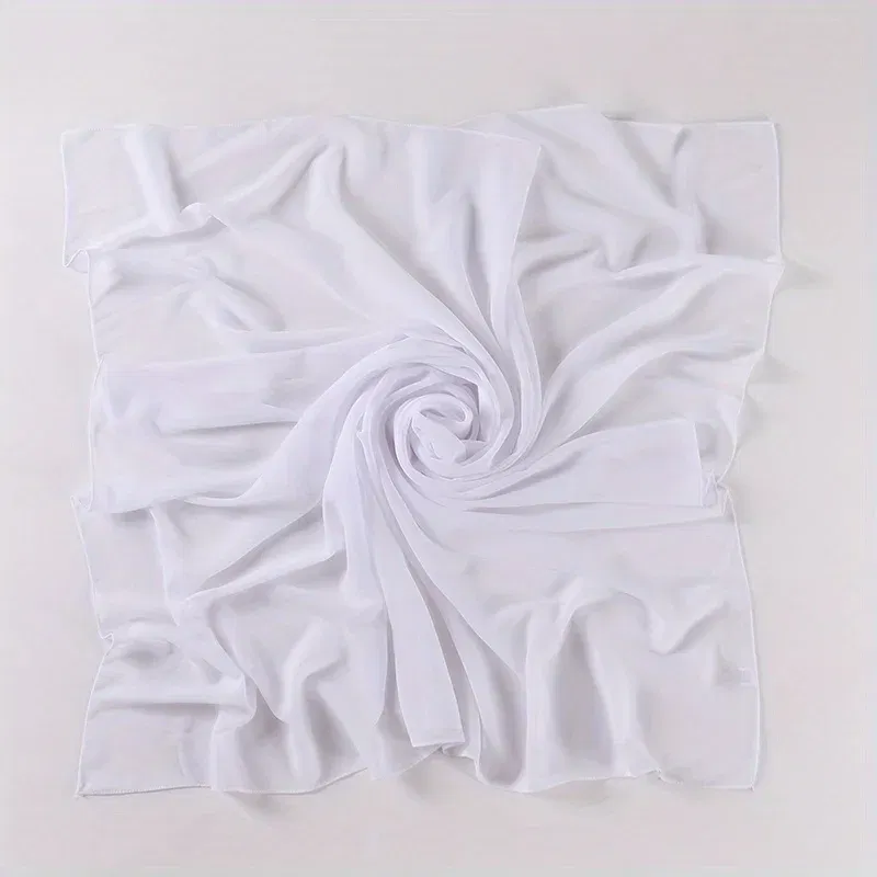 Color: Pink, Size: One Size - A Pure Color Silk Scarves Imitation Silk Stripes Fashion Shawl Sunscreen Scarves Chiffon Scarf 110 * 110 CM