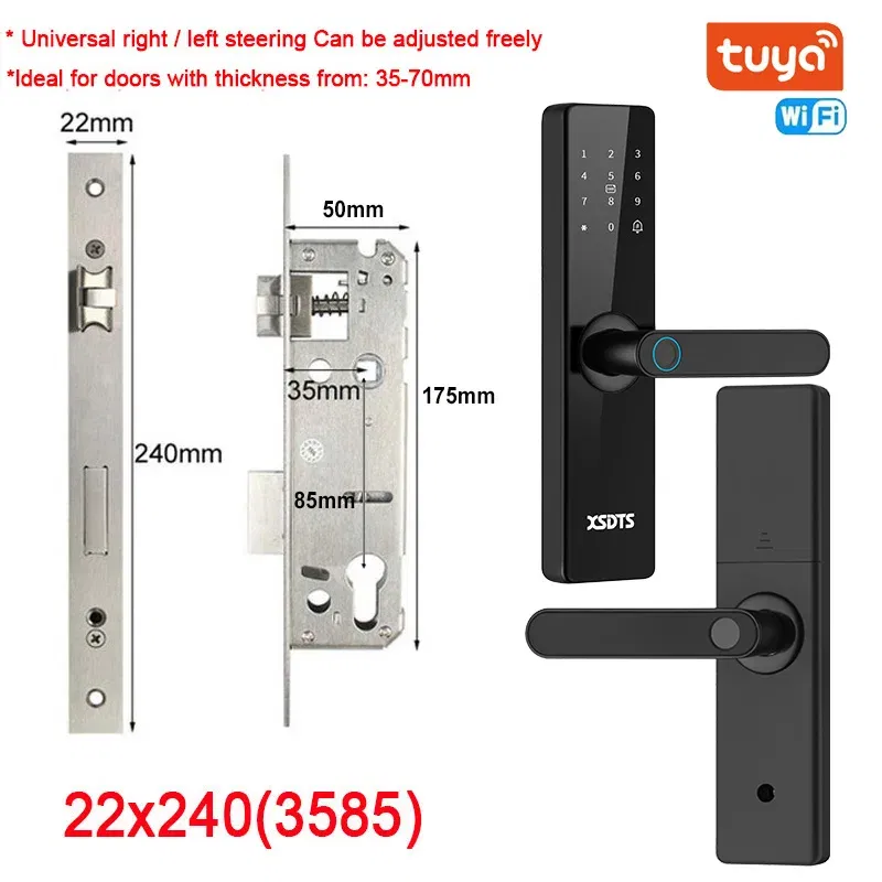 Color: Frosted Black, Ships From: CHINA - New! Tuya Wifi Electronic Smart Door Lock With Biometric Fingerprint / Smart Card / Password / Key Unlock/ USB Emergency Charge