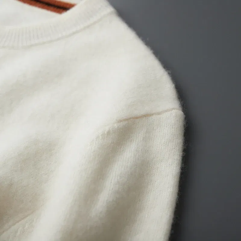 Color: SKY BLUE, Size: XXL, Ships From: CHINA - Autumn Winter Men's O-Neck Pullover Sweater 100% Cashmere Simple Basic Knitwear Cashmere Solid Color Clothing Casual Warm Tops