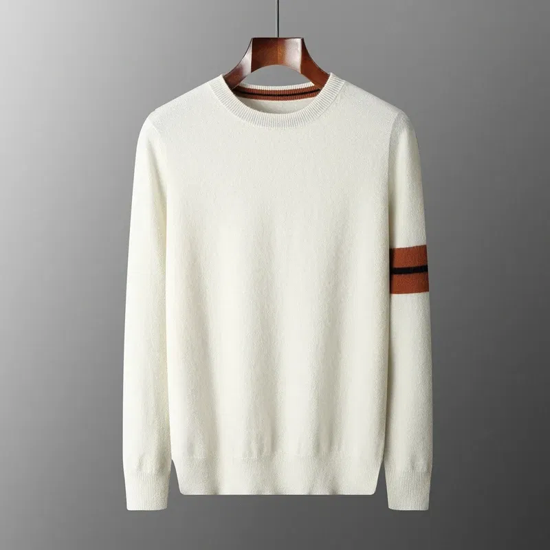 Color: SKY BLUE, Size: XXL, Ships From: CHINA - Autumn Winter Men's O-Neck Pullover Sweater 100% Cashmere Simple Basic Knitwear Cashmere Solid Color Clothing Casual Warm Tops