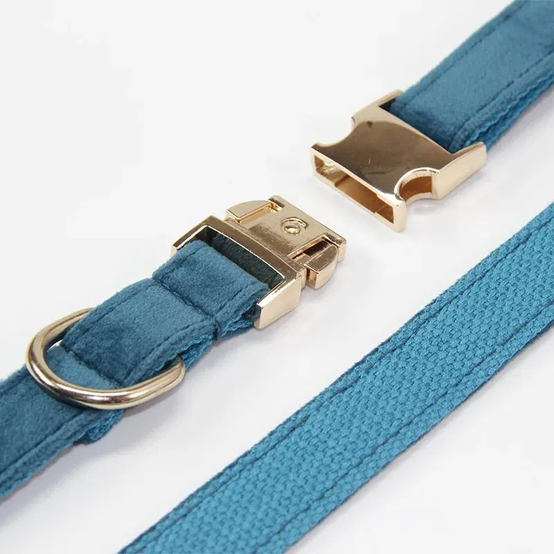 Color: Blue, Size: L - Customized Deerskin Cat and Dog Collar, Adjustable Rope Set, Durable and Personalized, Free Engraved Pet Nameplate, ID Label, Al