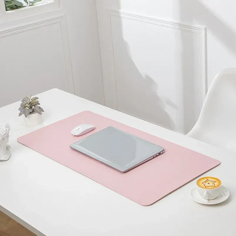 Color: WHITE - Large Mouse Pad Extra Big Non-Slip Desk Pad Waterproof PU Leather Desk Table Protector Gaming Mouse Mat for Game Office Work