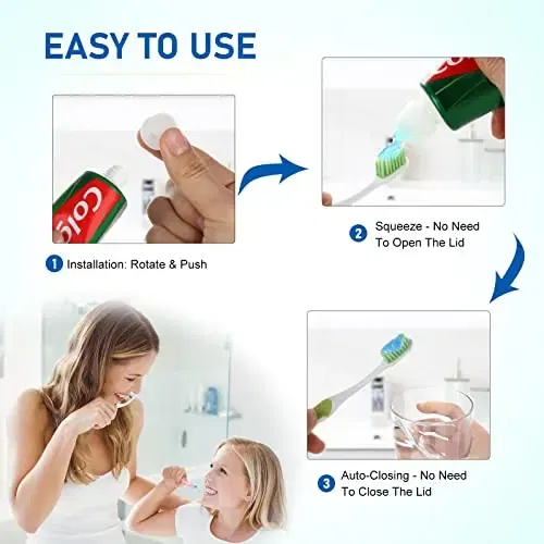 Color Name: Yellow - 1x  Save time,Self-Closing Toothpaste Caps,Toothpaste Squeezers Cap Keeps Toothpaste No Mess or Waste ,Toothpaste Lid Dispenser