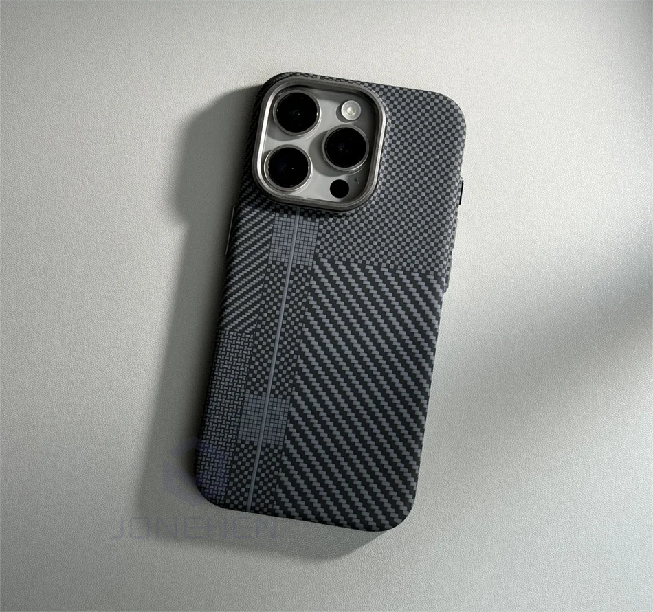 Color: Clear, Material: Nylon - Luxury Alloy Lens Personalized Pixel 3D Relief Carbon Fibre Pattern Case For iPhone 13 14 15 16 Pro Max Slim Cover For Magsafe