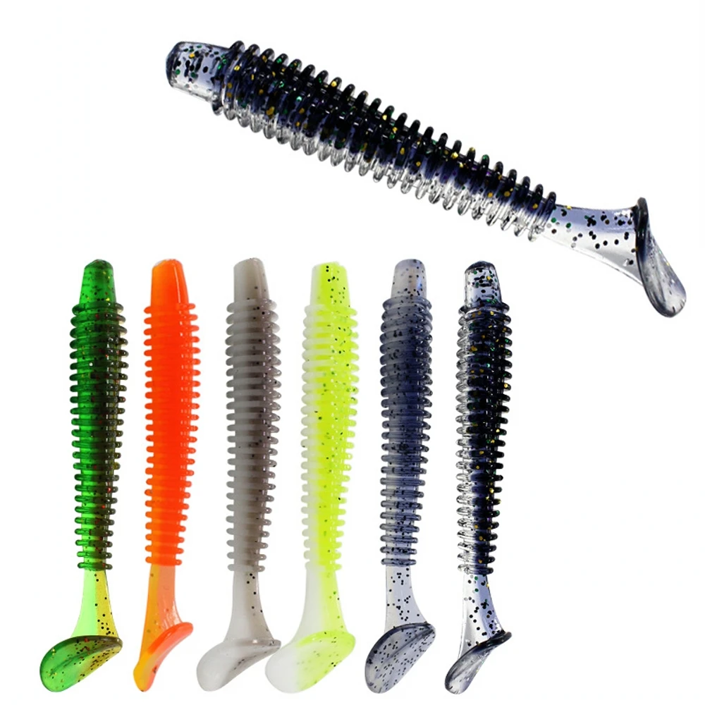 Color: PURPLE, Size: 55mm - 10pcs/lot Fishing Lure 50mm 0.8g Soft Rubber Bait Jig Wobbler Soft Worm Carp Fishing Bait Artificial Silicone Swimbait