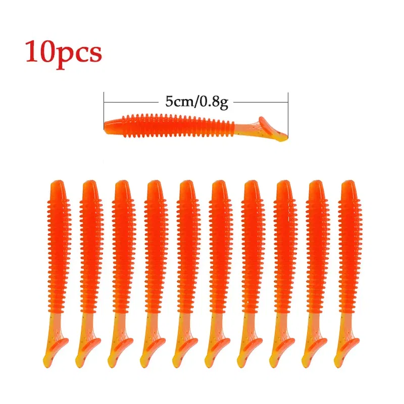 Color: PURPLE, Size: 55mm - 10pcs/lot Fishing Lure 50mm 0.8g Soft Rubber Bait Jig Wobbler Soft Worm Carp Fishing Bait Artificial Silicone Swimbait