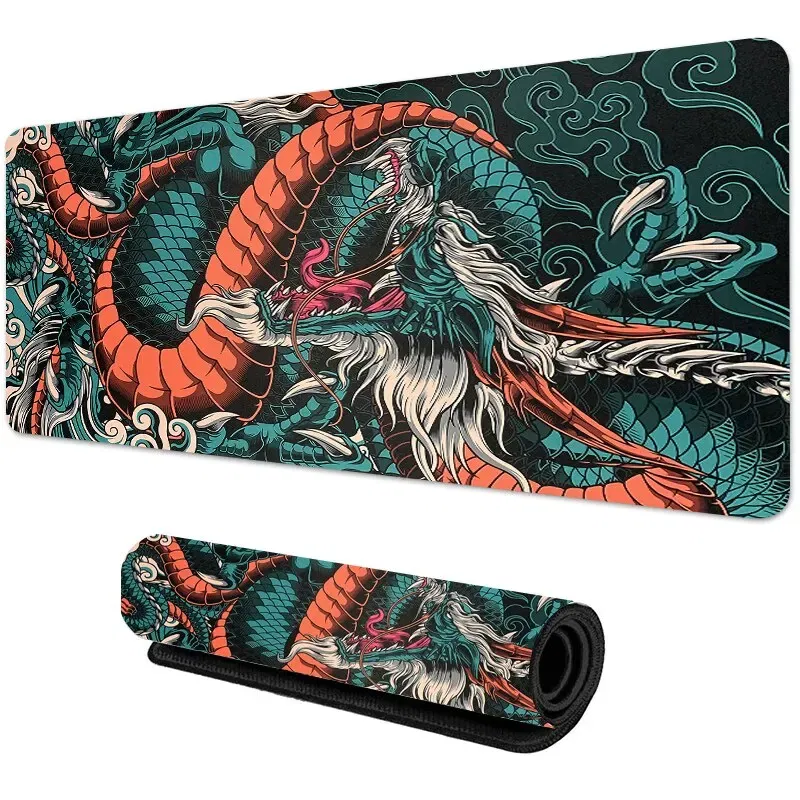 Size: XXS, Color: BROWN - Japanese Dragon Large Gaming Mousepad XXL Keyboard Gamer Mouse Pad on The Table Speed Desk Mat Anime 900x400 700X300 Mouse Mats