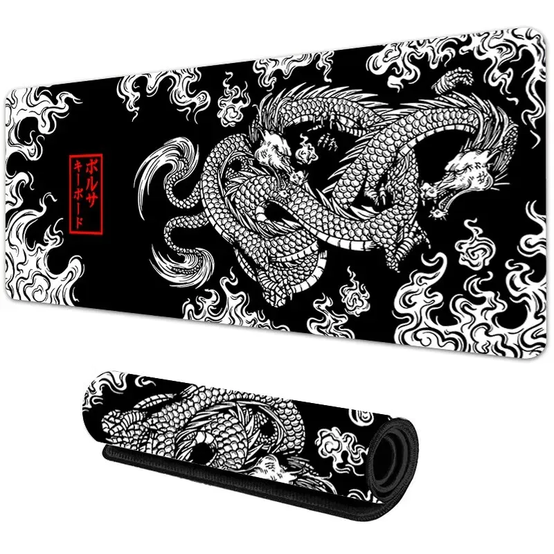 Size: XXS, Color: BROWN - Japanese Dragon Large Gaming Mousepad XXL Keyboard Gamer Mouse Pad on The Table Speed Desk Mat Anime 900x400 700X300 Mouse Mats