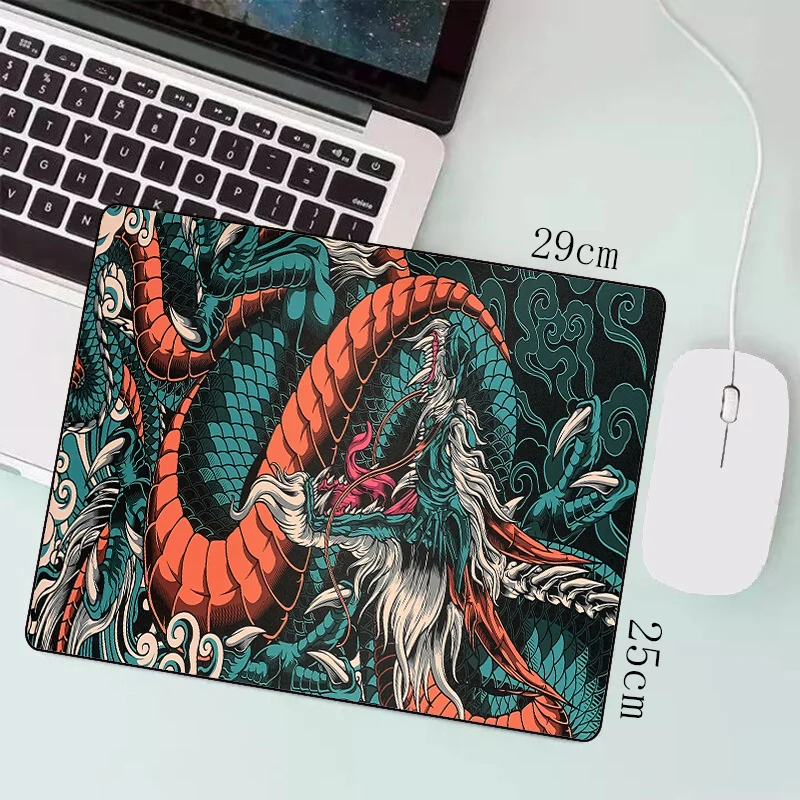 Size: XXS, Color: BROWN - Japanese Dragon Large Gaming Mousepad XXL Keyboard Gamer Mouse Pad on The Table Speed Desk Mat Anime 900x400 700X300 Mouse Mats