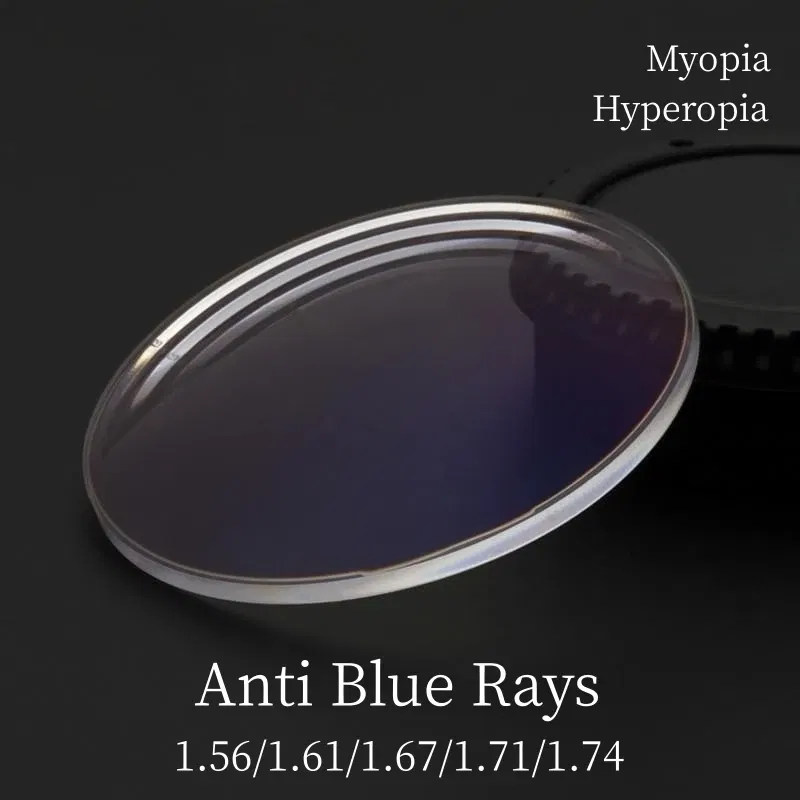Lenses Color: Blue, Lens Index: 1.67 - Anti Blue Rays 1.56/1.61/1.67 Prescription Lenses CR-39 Resin Aspheric Lenses for Myopia/Hyperopia/ Eyeglasses Lens With Coating