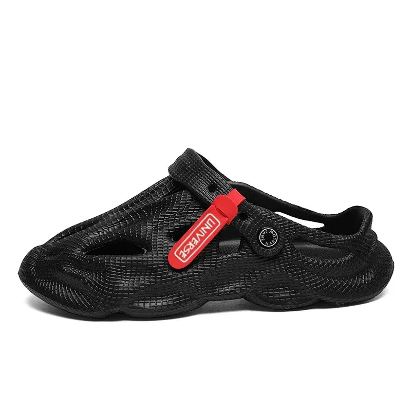 Color: black, Shoe Size: 42 - Summer Men's Clogs Sandals Lightweight Breathable Anti-slip Beach Slippers Men Outdoor Slippers Clogs Anti-slip Beach Slippers