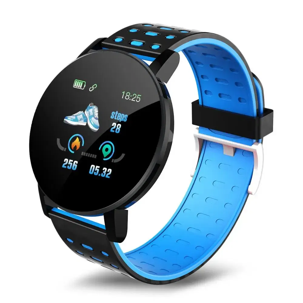 Color: black - 119S Smartwatch Bluetooth Smart Watch Men Blood Pressure Women Smart Band Clock Sports Fitness Tracker Watch For Android IOS