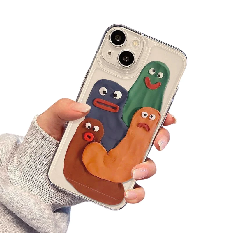 Color: Beige, Material: POLYESTER - Funny Silly Putty Phone Case For iPhone 11 12 13 14 15 16 Pro Max XR X XS Mini 8 7 Plus SE 2020 Fashion Clear Case