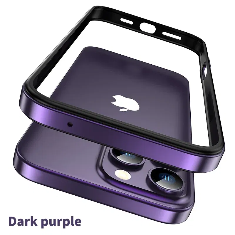 Color: Gold, Material: Microfiber - Titanium Metal Frame Bumper Shockproof Case for IPhone 16 15 Pro Max Plus 5G for Apple Solid Colour Protection Phone Cover