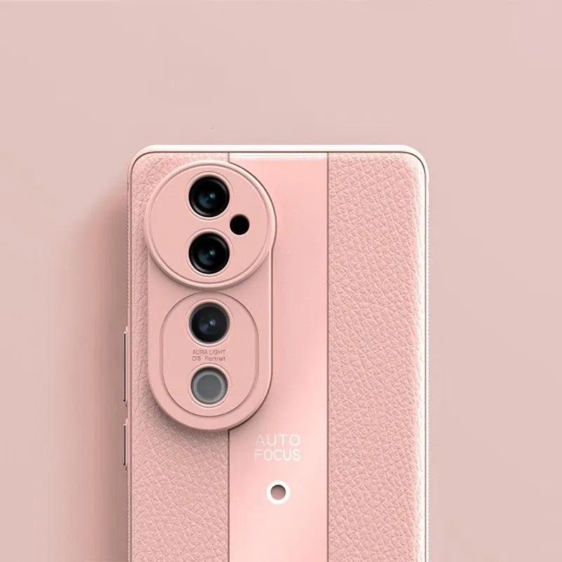 Color: Pink, Material: ABS - Case For VIVO V40 5G Case Luxury Leather Soft Back Cover For Vivo V40 Pro Camera Protection Silicone Shell Shockproof Bumper