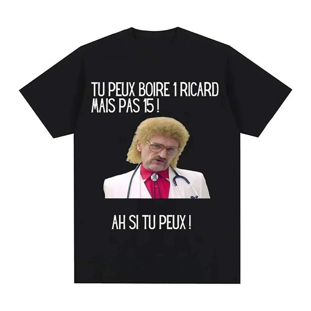 Color: milky, Size: M - Funny Cotton T-shirt Print You Can Drink A Ricard But Not 15 Graphic Black Classic Tops Summer Short Sleeve Premium Tees 01336