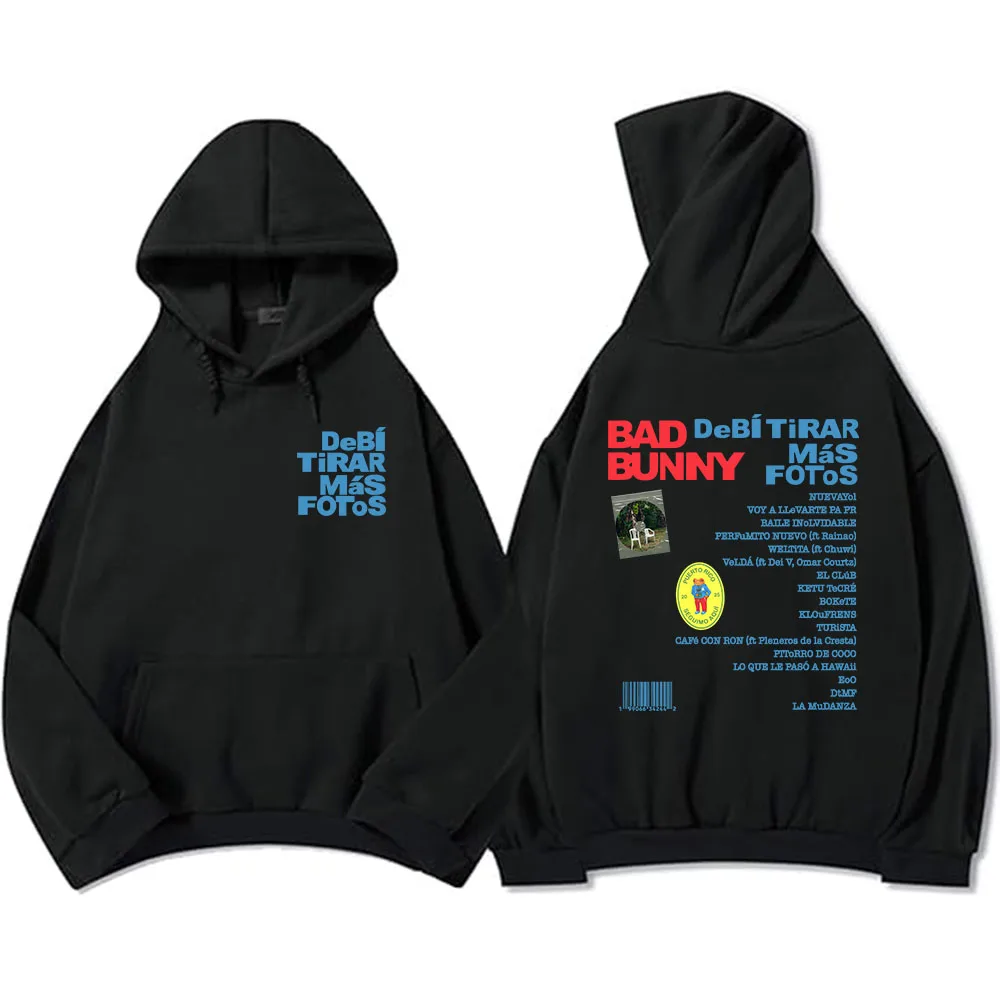 Color: WHITE, Size: XS - Unisex Streetwear Bad Bunny DTMF Hoodies 2025 New Album Deb?­ Tirar Más Fotos Printing Sweatshirts Winter Comfortable Male Hoodie